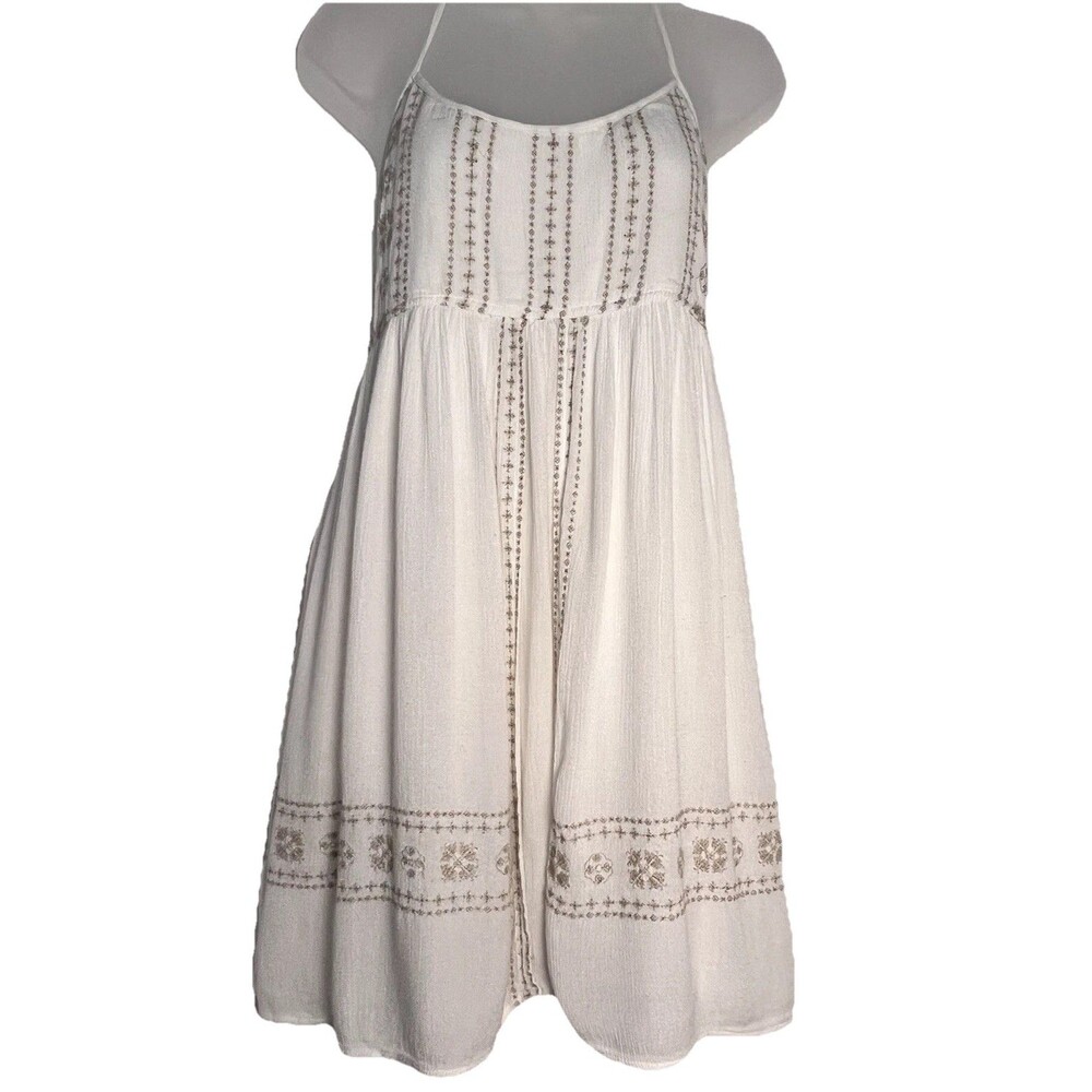 O'Neill Halter Dress White Embroidered Bridal Boho Chic Coastal Beach Cover Up M